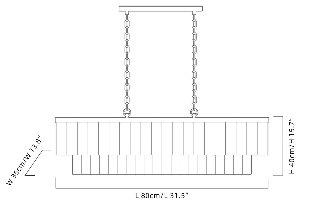 Rectangular marble chandelier