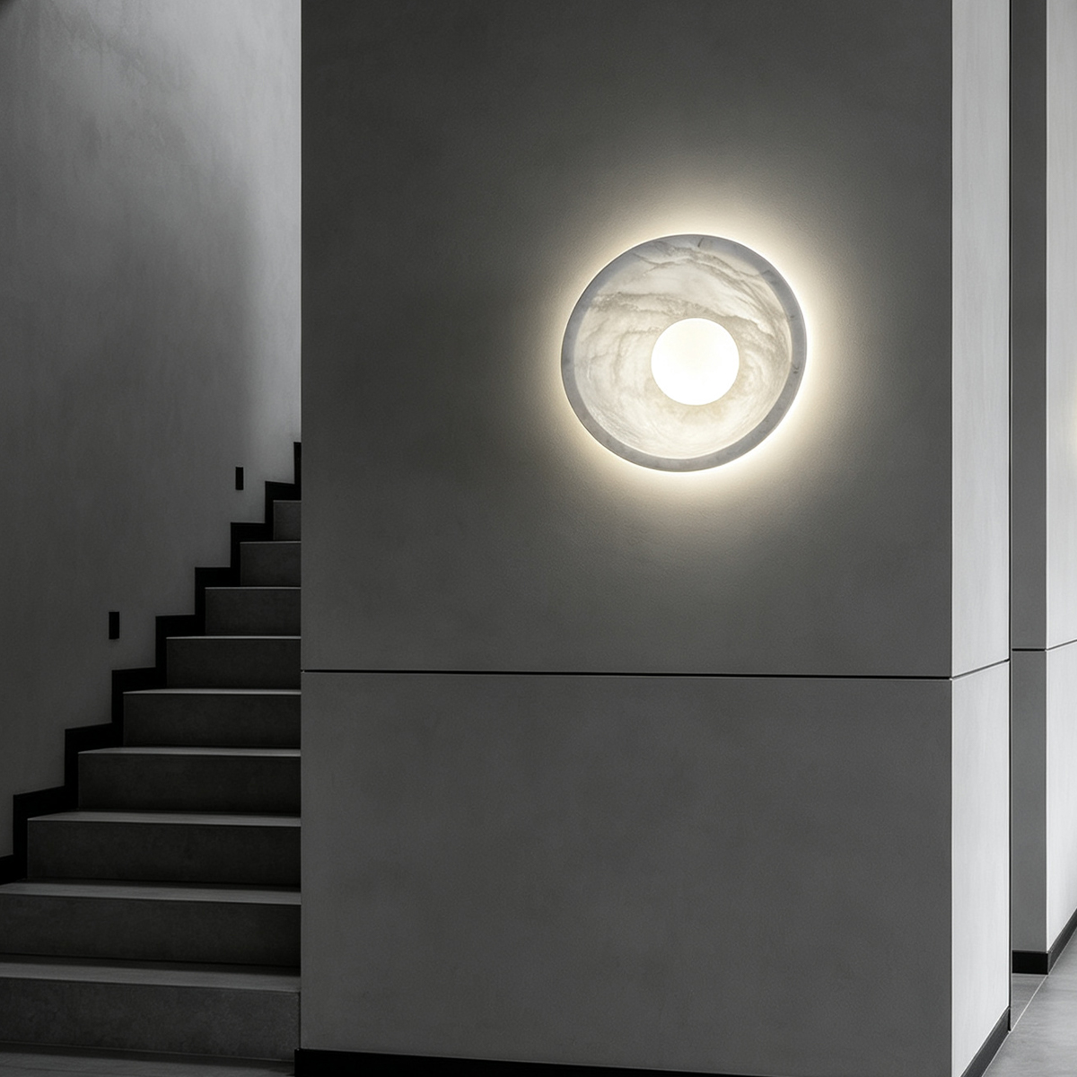 Casailighting Elsa Alabaster Bowl Wall Sconce, Dimmable LED
