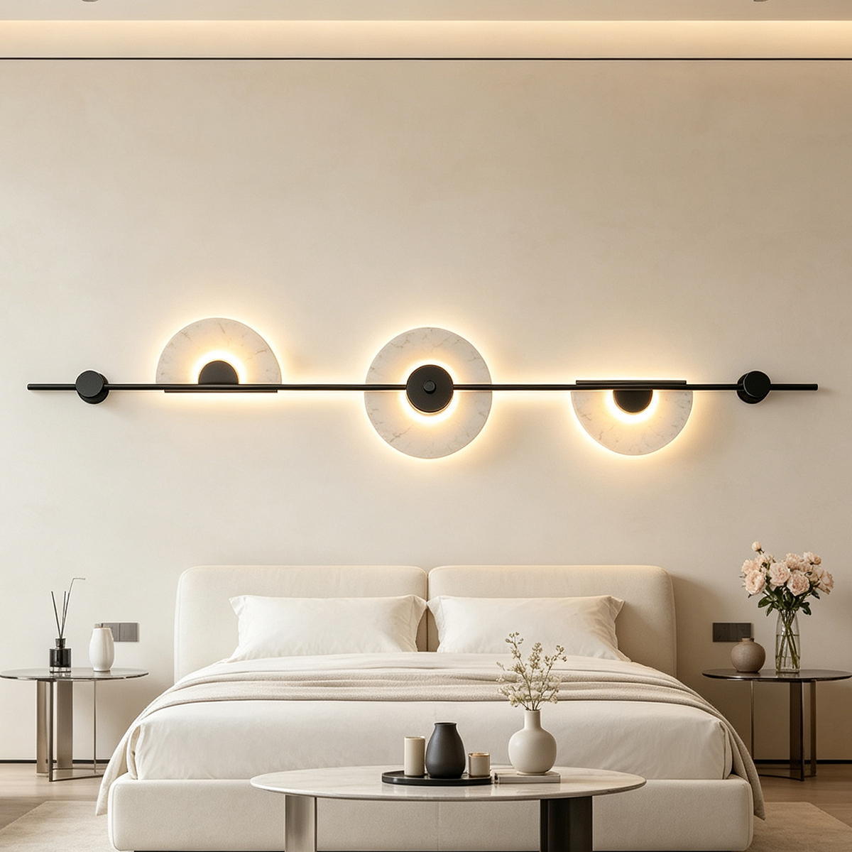 Casailighting Vertical Alabaster Wall Sconce | Black Metal & Natural Stone