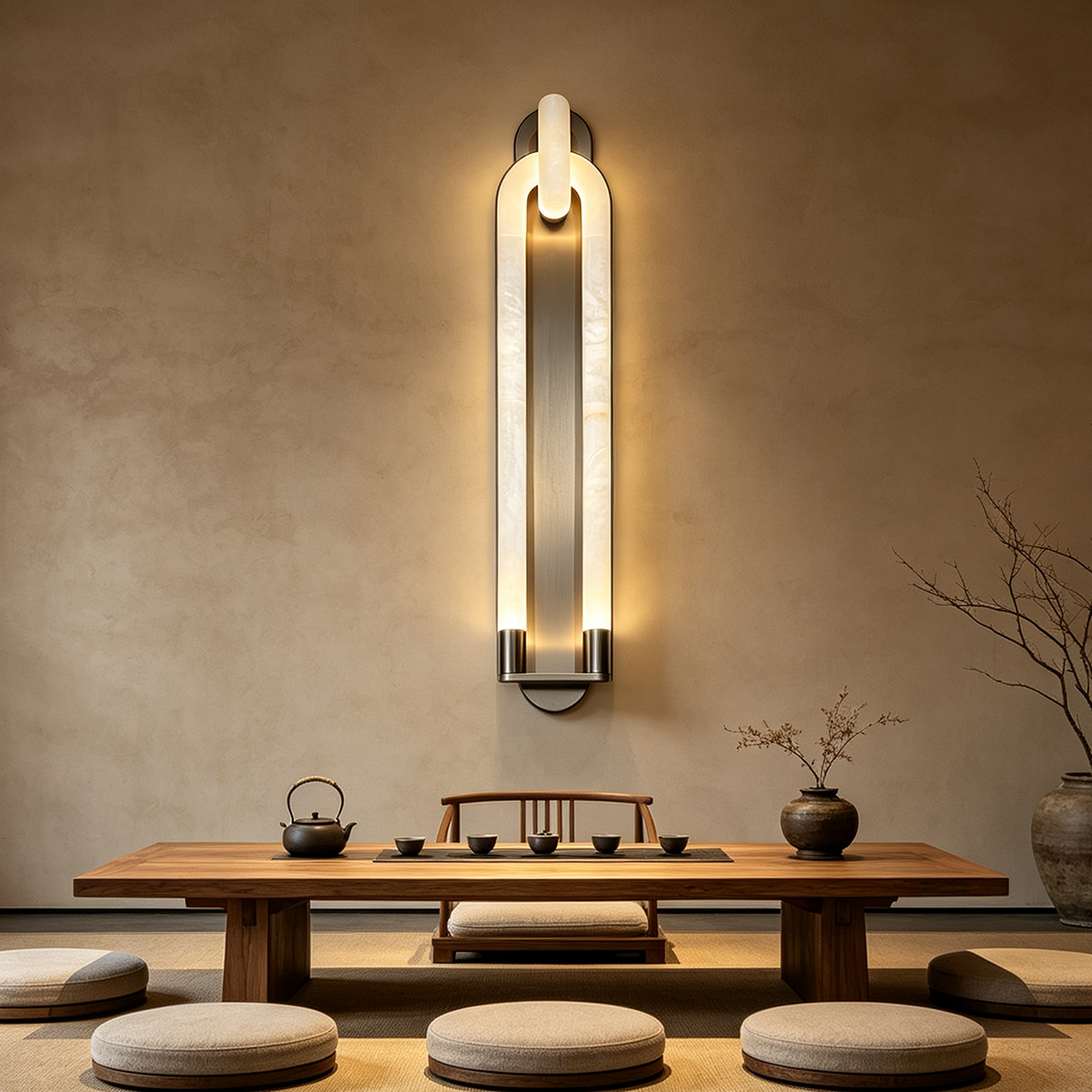 Casailighting Astria II Alabaster Wall Sconce | Brushed Stainless Steel & Natural Stone