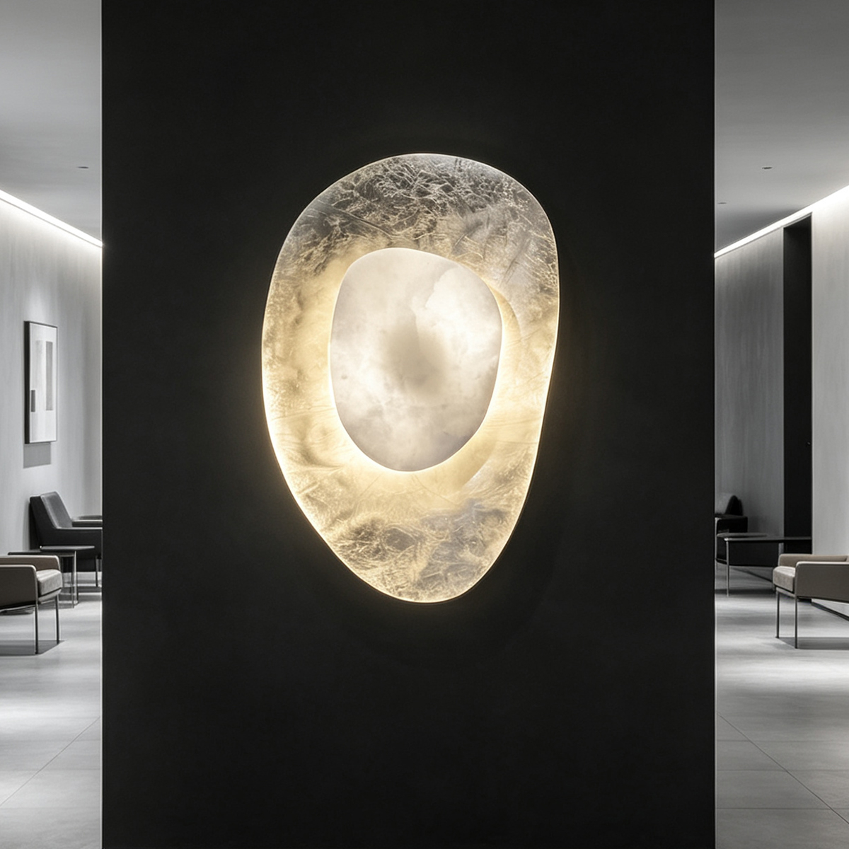 Casailighting Astria Alabaster Wall Sconce, Brushed Stainless Steel