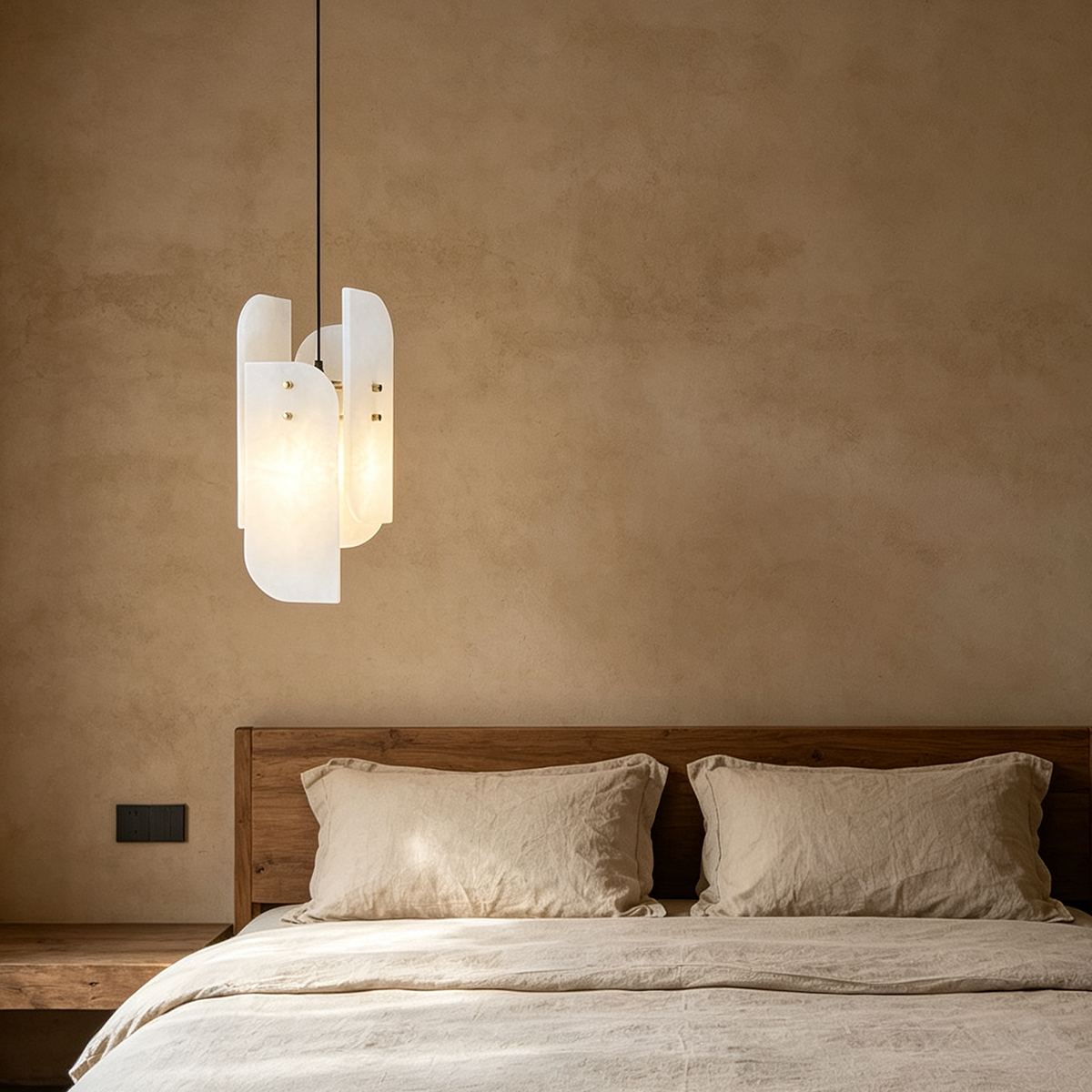 Casailighting “Layered Veil” Alabaster & Brass Pendant Light