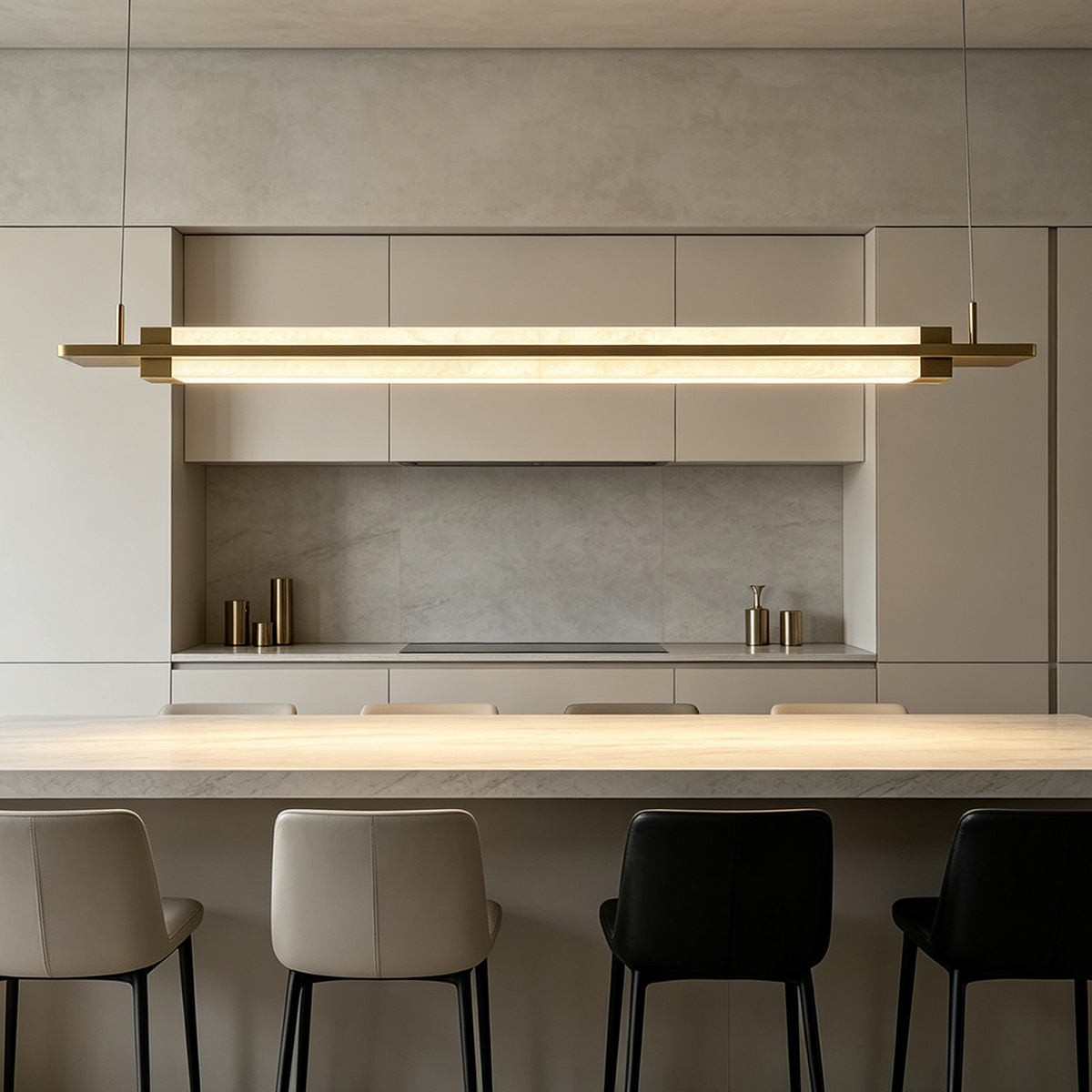 Casailighting Double-Layer Linear Alabaster & Brass Pendant Light