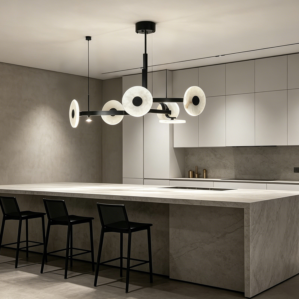 Casailighting Modern Linear Alabaster & Brass Chandelier