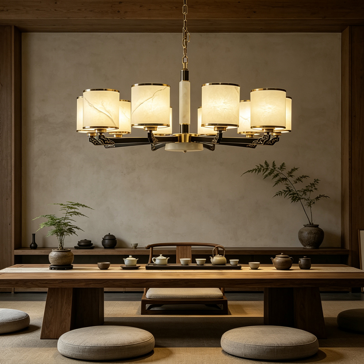 Casailighting Traditional Multi-Light Alabaster & Brass Chandelier