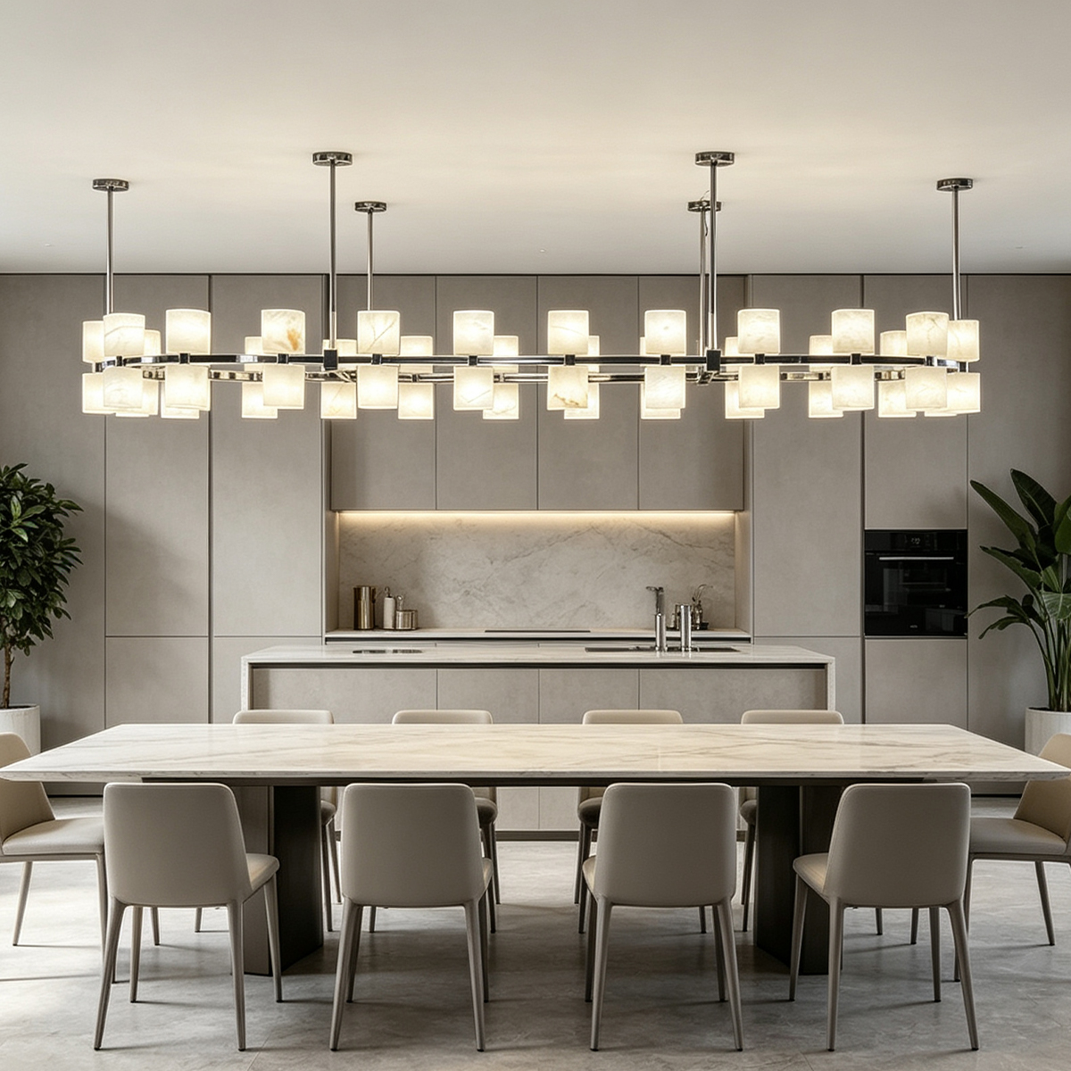 Casailighting Oval Alabaster & Brass Chandelier 