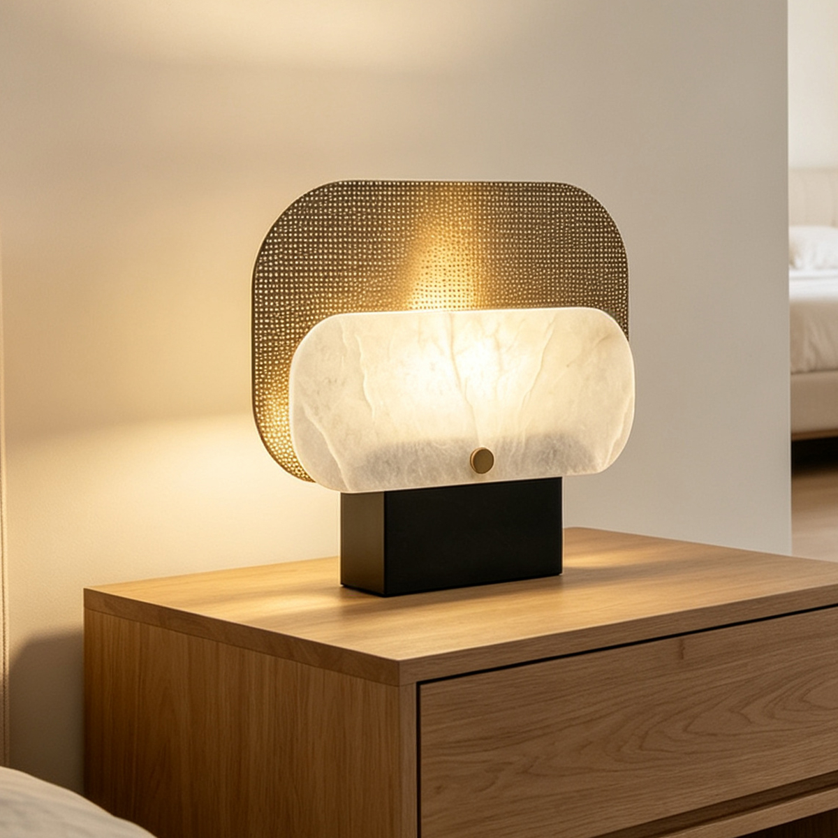Casailighting Altai Alabaster Table Lamp | Black & Brass Organic Statement
