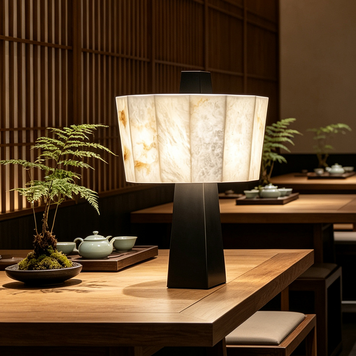 Casailighting Alabaster Table Lamp | Black Metal & Natural Stone