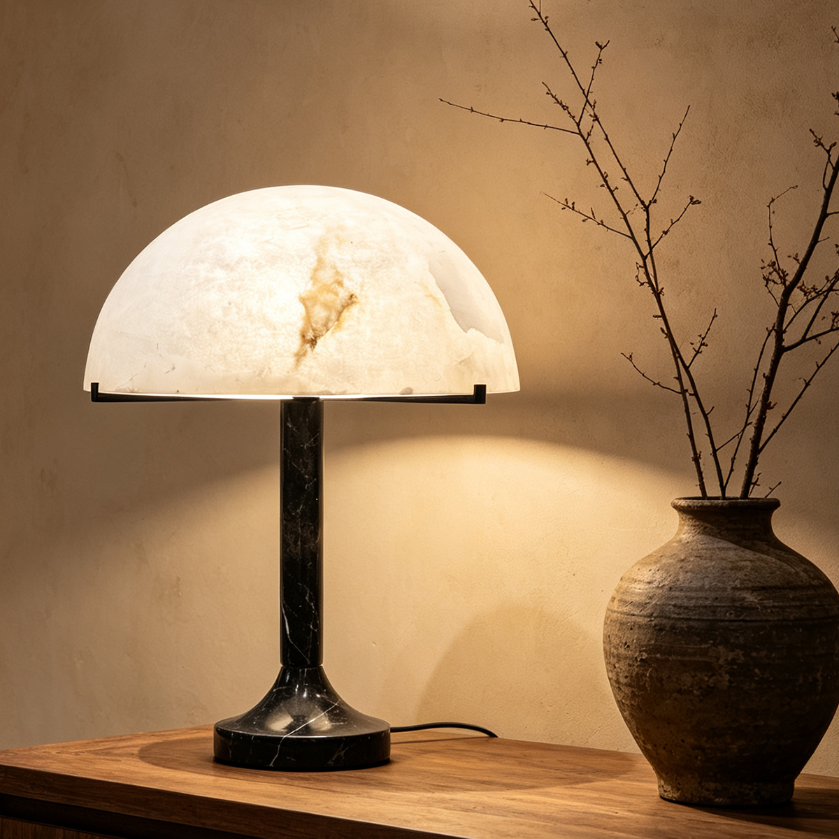 Casailighting Emerie Alabaster Table Lamp | Brass Base & Natural Stone