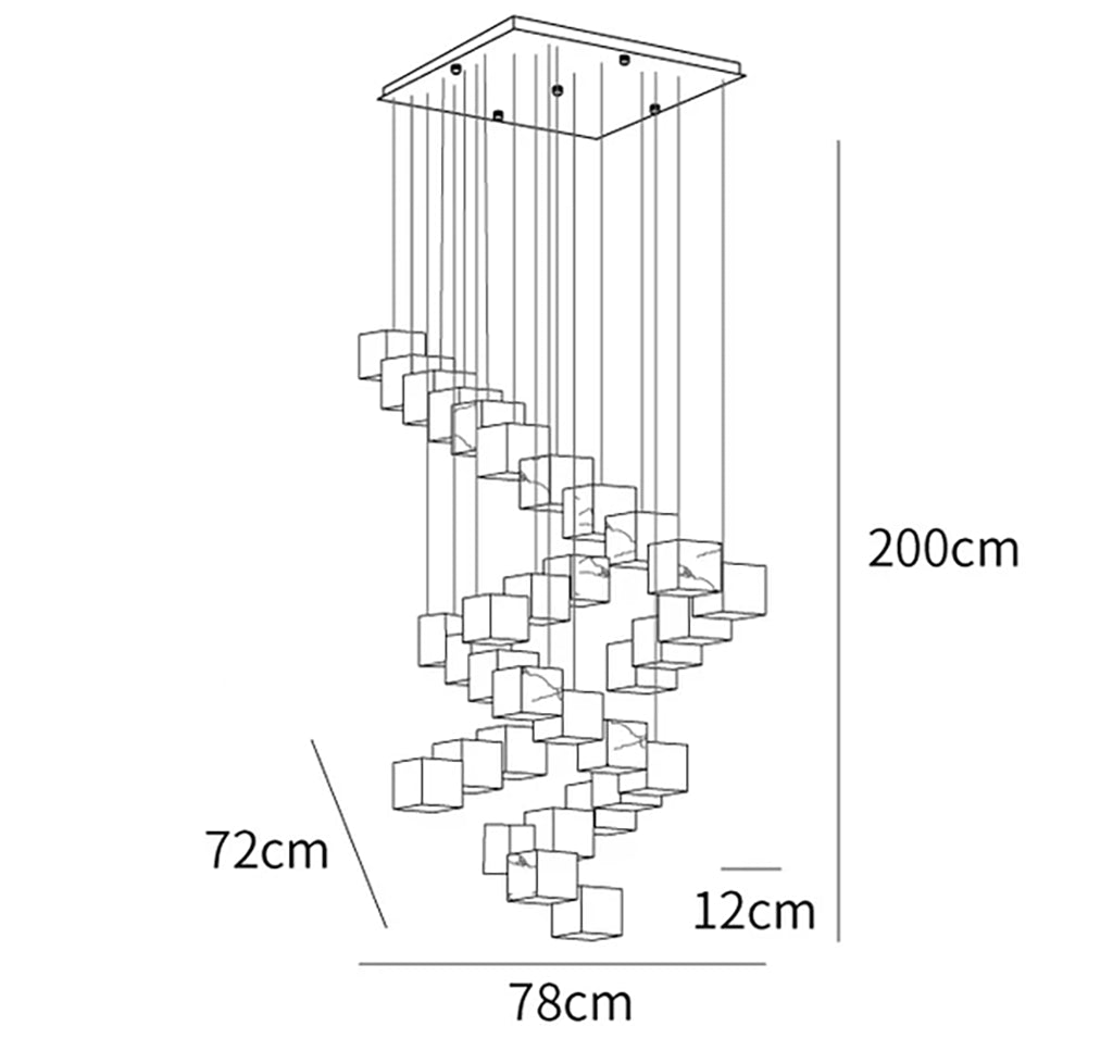 Alabaster Cube Box Chandelier