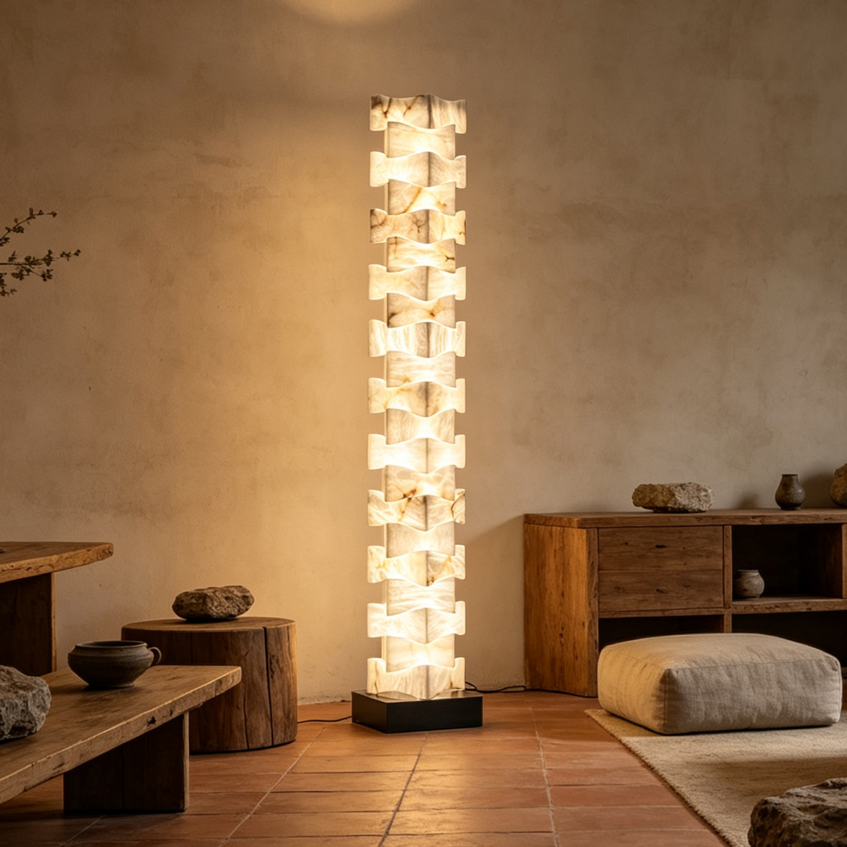 Casailighting Handcrafted Layered Alabaster Floor Lamp