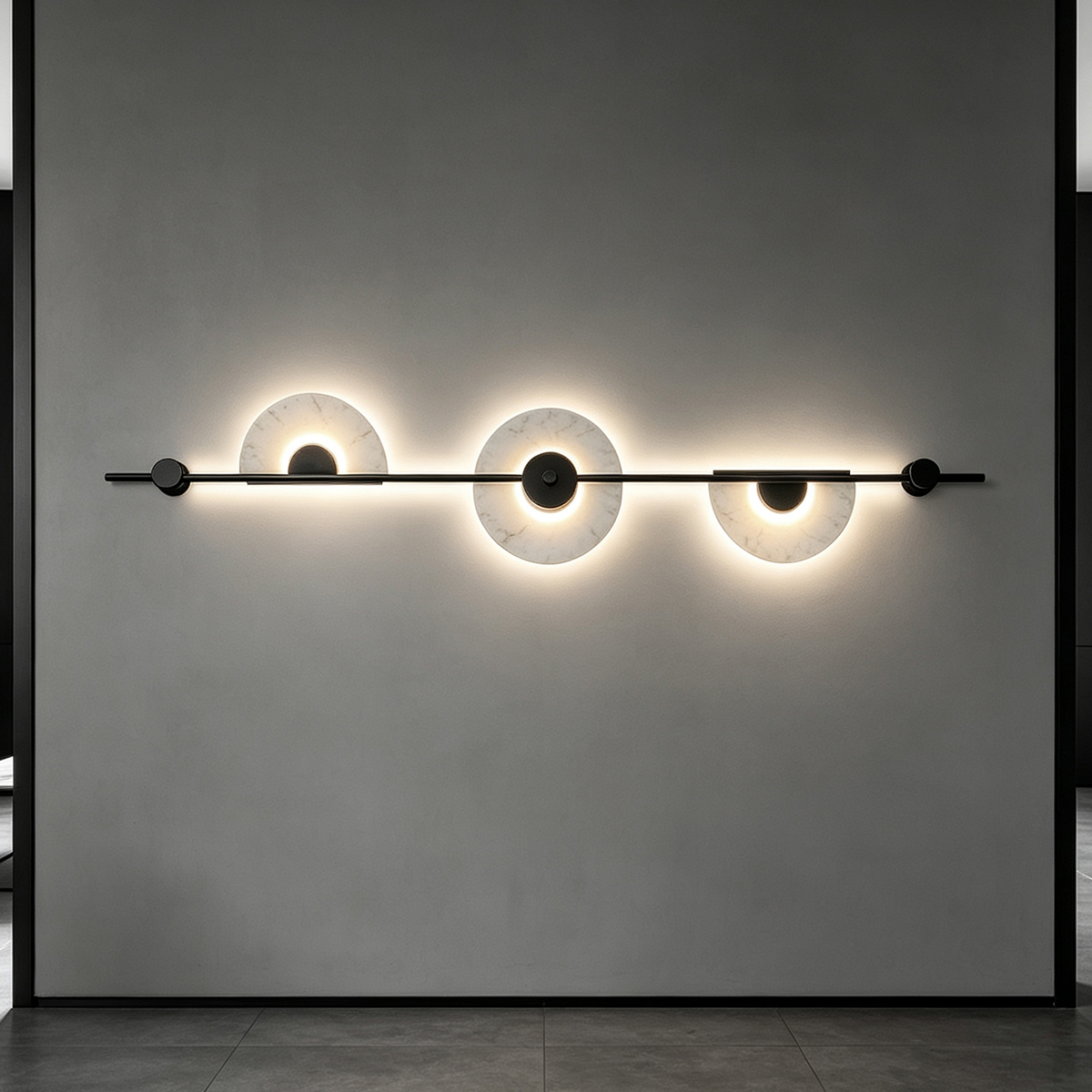 Casailighting Vertical Alabaster Wall Sconce | Black Metal & Natural Stone
