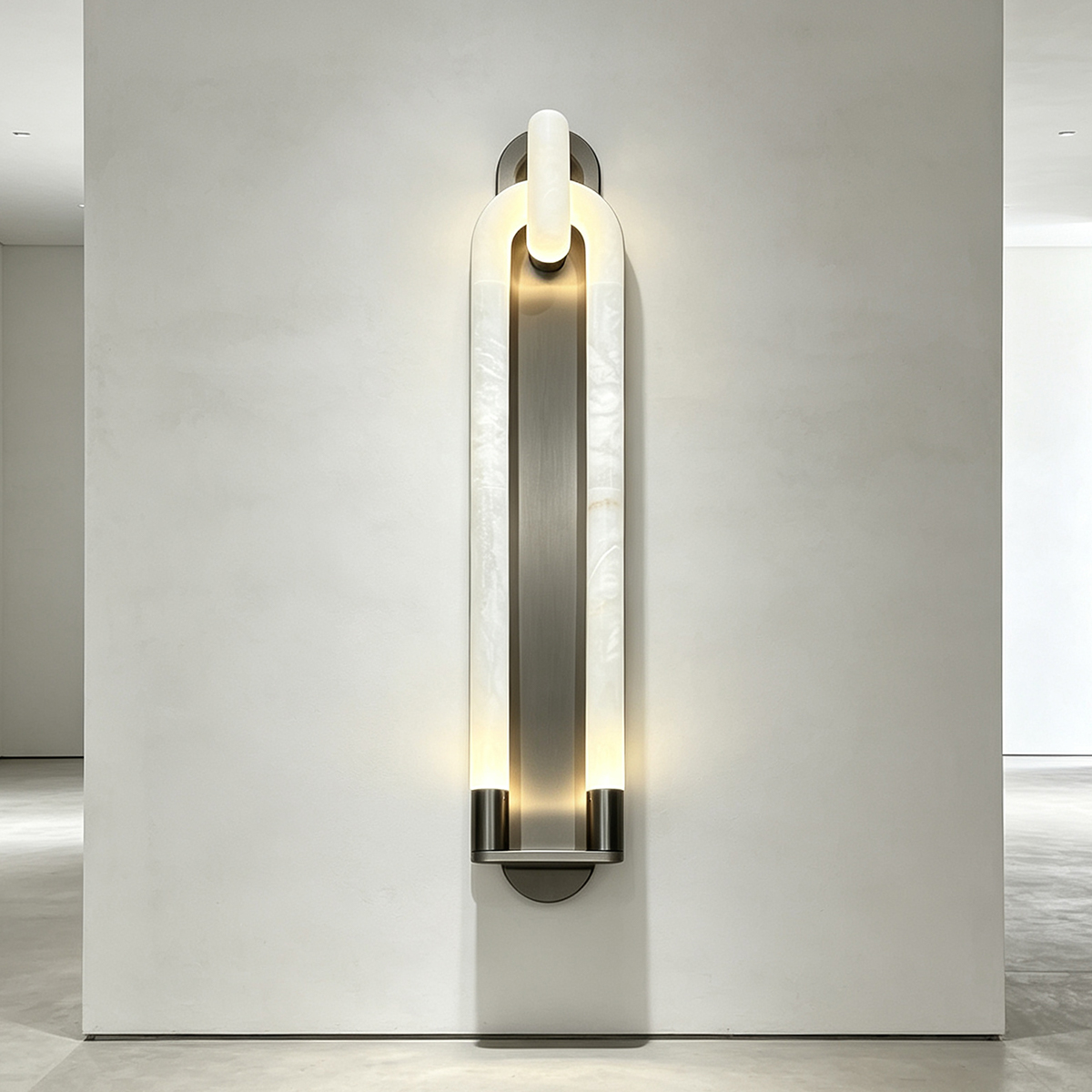 Casailighting Astria II Alabaster Wall Sconce | Brushed Stainless Steel & Natural Stone