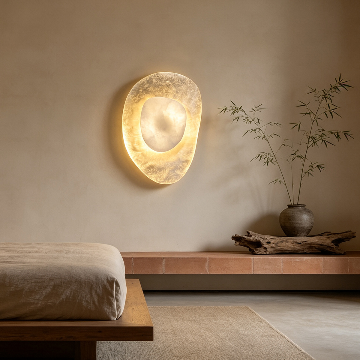 Casailighting Astria Alabaster Wall Sconce, Brushed Stainless Steel