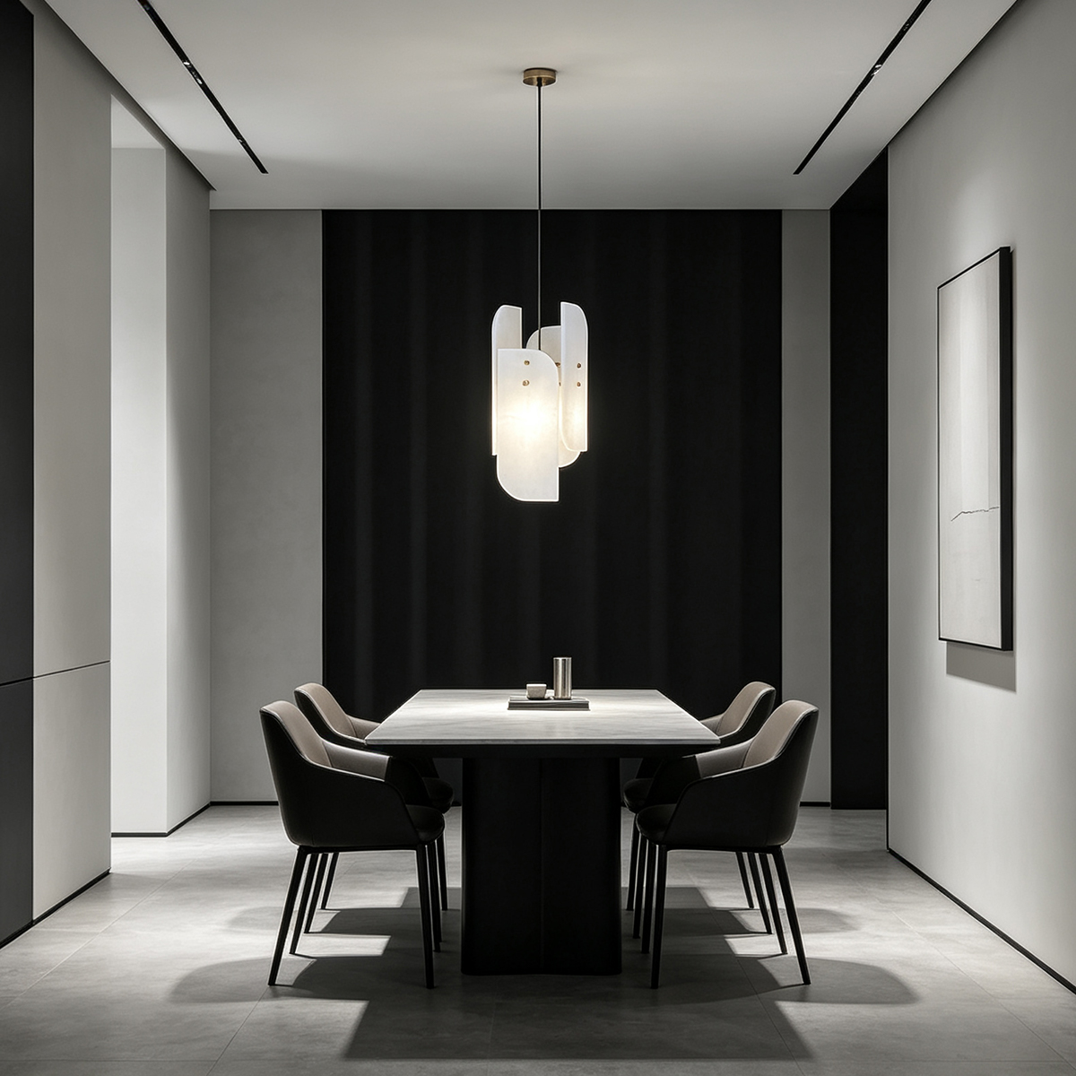 Casailighting “Layered Veil” Alabaster & Brass Pendant Light