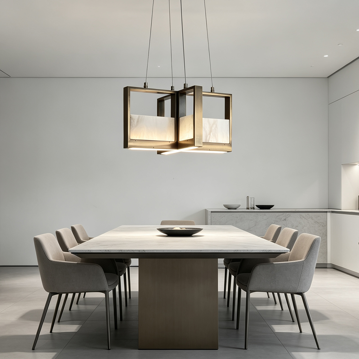 Casailighting  Dual Cube Alabaster & Brass Chandelier
