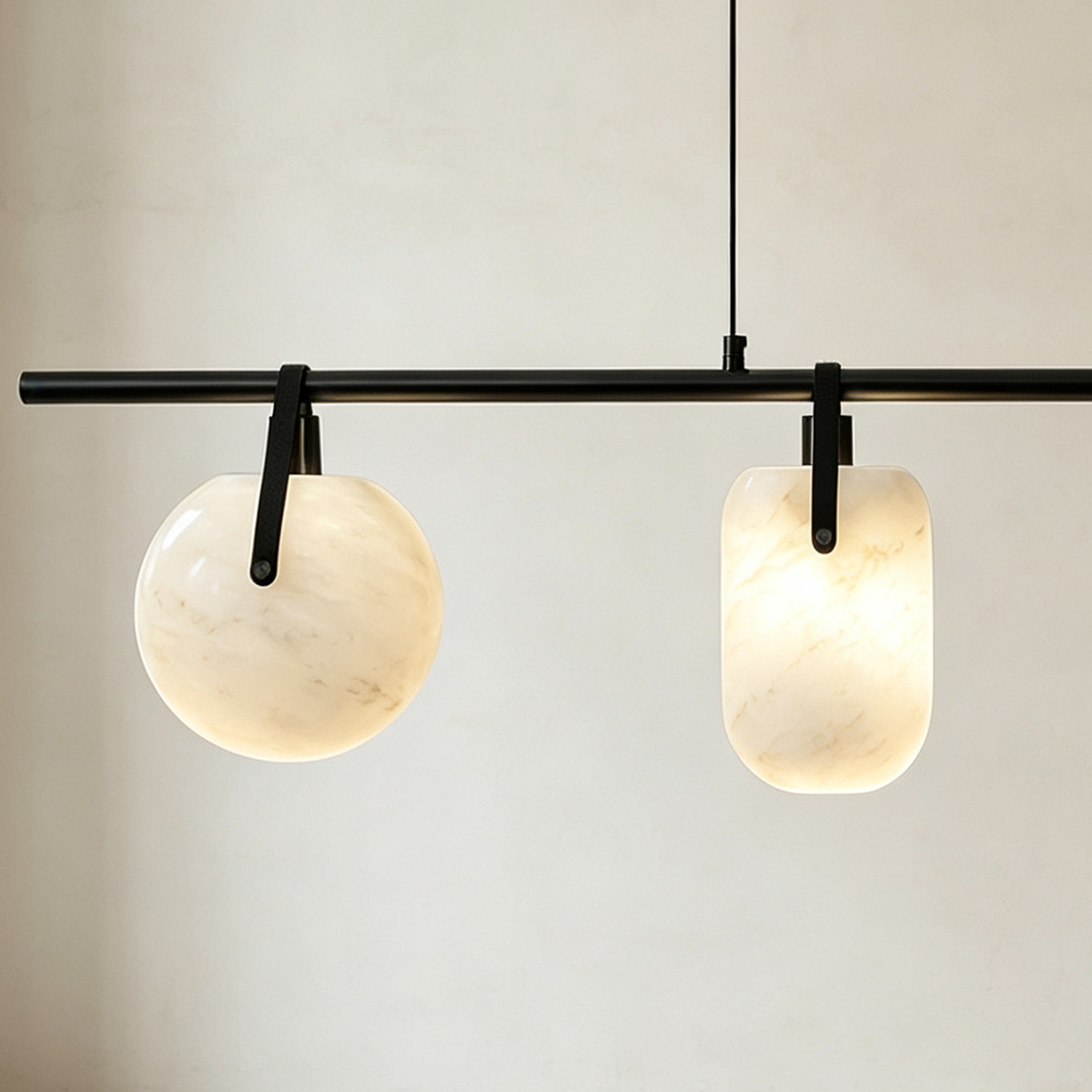 Casailighting 3-Light Mixed Shape Alabaster & Brass Linear Pendant
