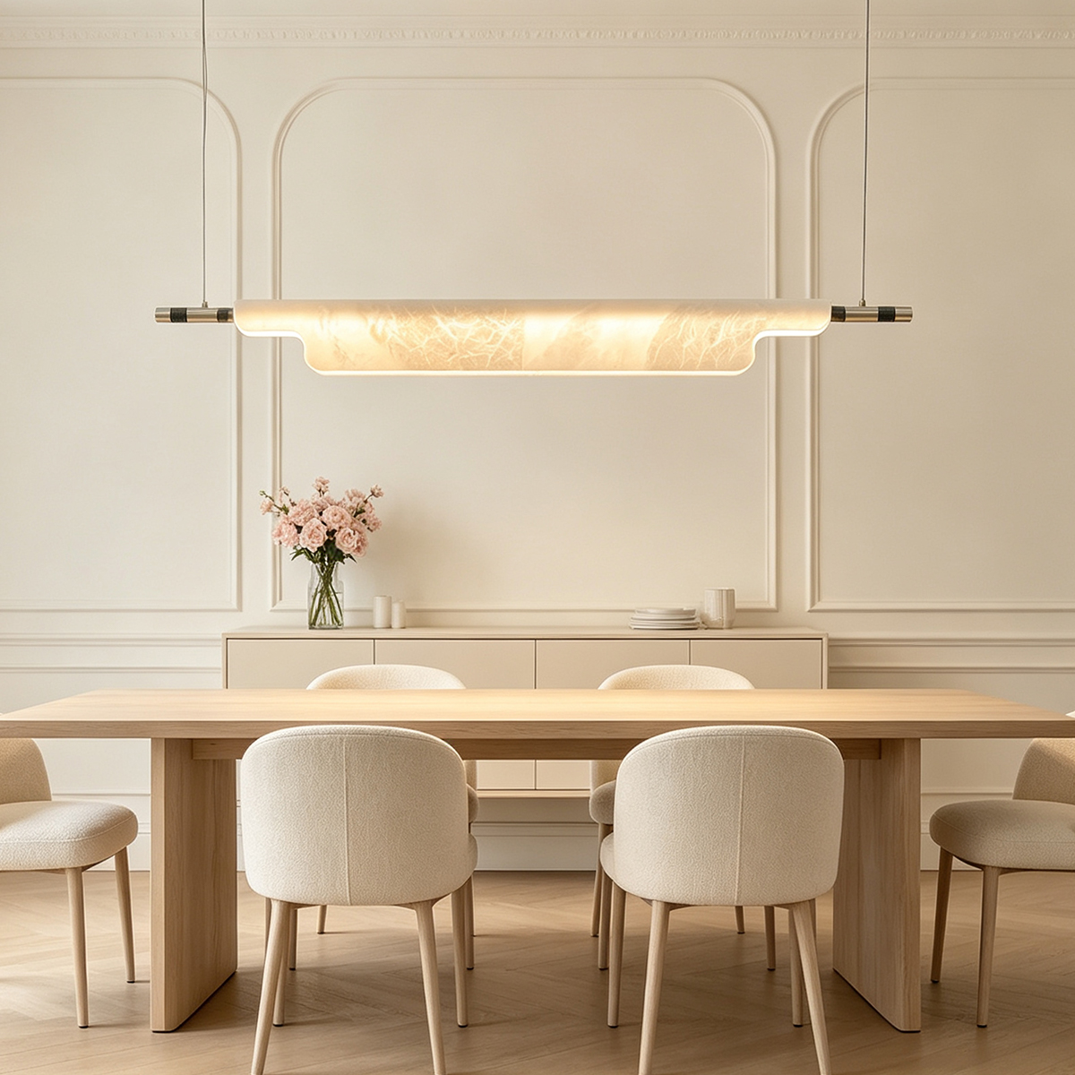 Casailighting Linear Alabaster & Brass Pendant Light
