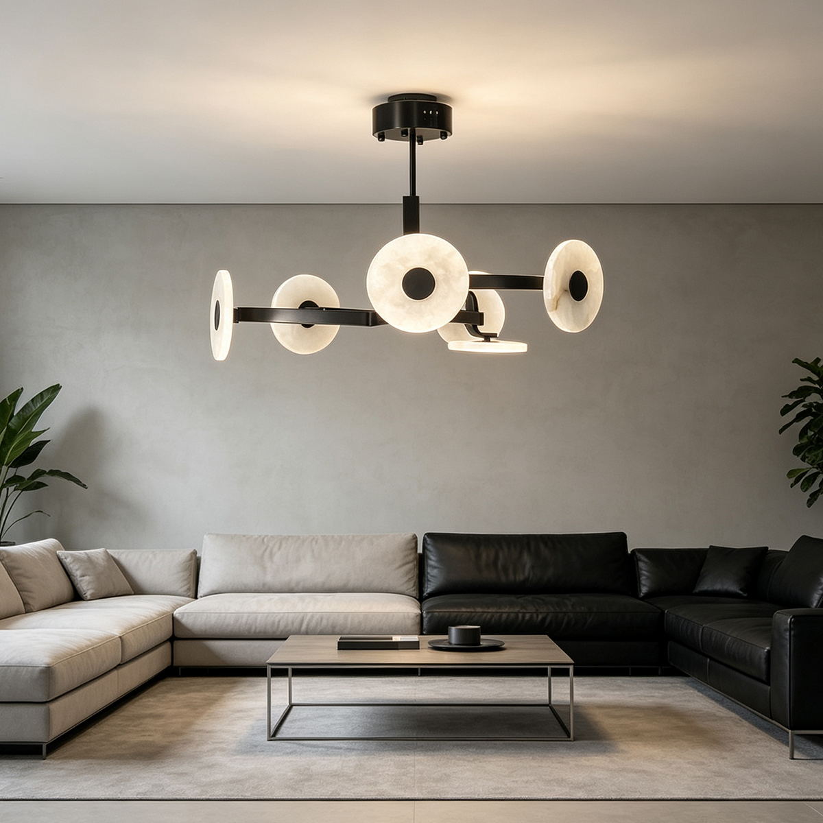 Casailighting Modern Linear Alabaster & Brass Chandelier