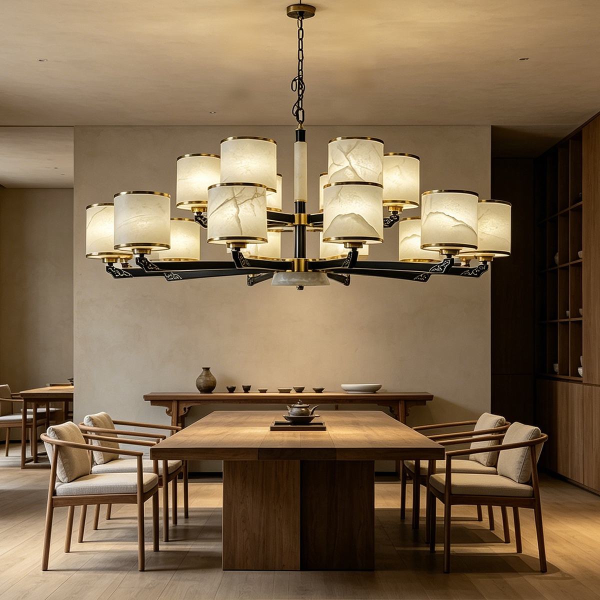 Casailighting Grand Multi-Light Alabaster & Brass Chandelier