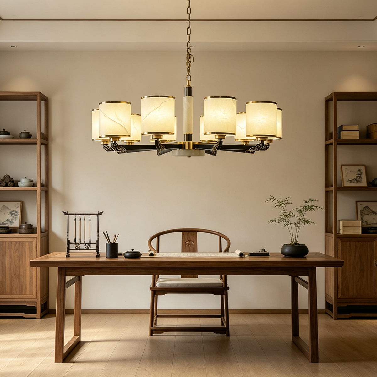 Casailighting Traditional Multi-Light Alabaster & Brass Chandelier