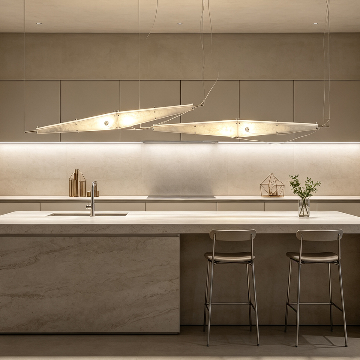Casailighting Fragment Alabaster Chandelier - Natural Stone & Brass Linear Pendant