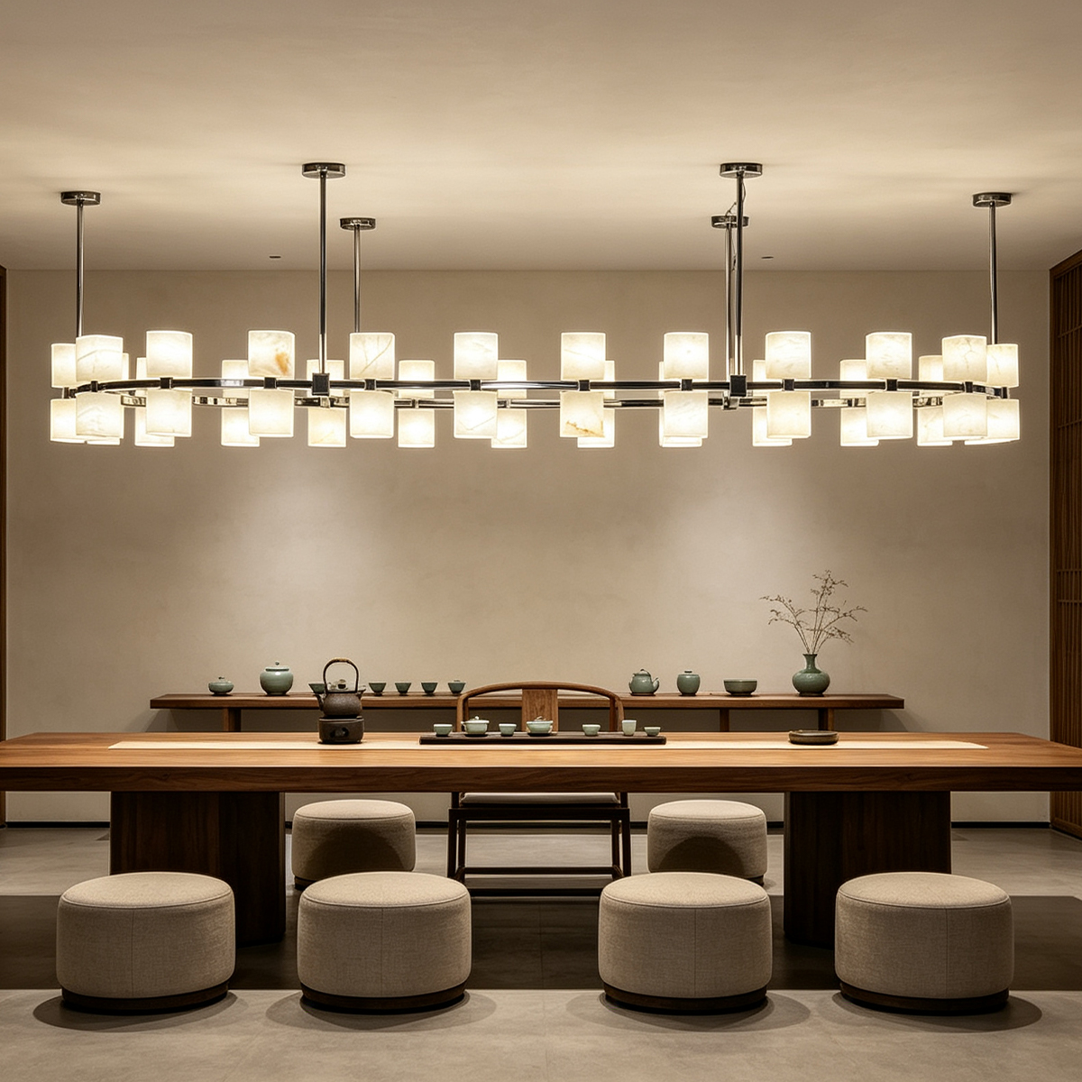 Casailighting Oval Alabaster & Brass Chandelier 