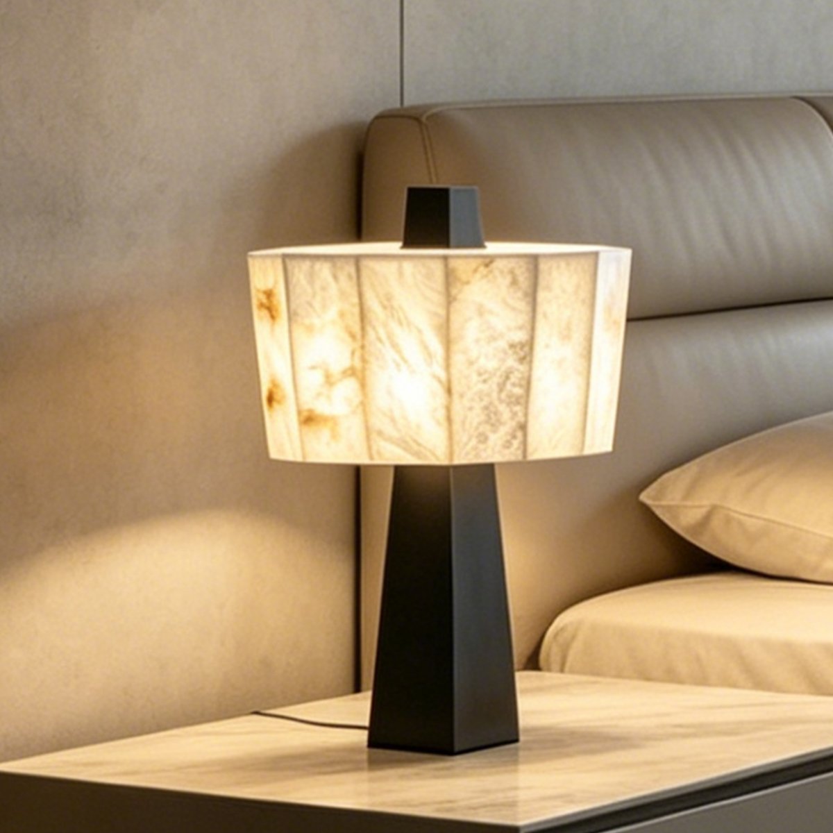 Casailighting Alabaster Table Lamp | Black Metal & Natural Stone