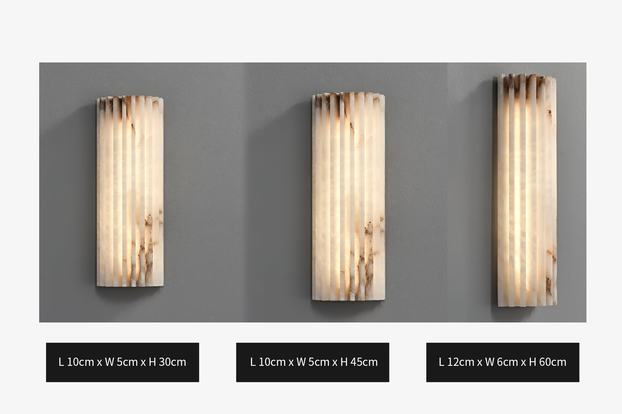 Alvia Alabaster Wall Light — natural variation examples
