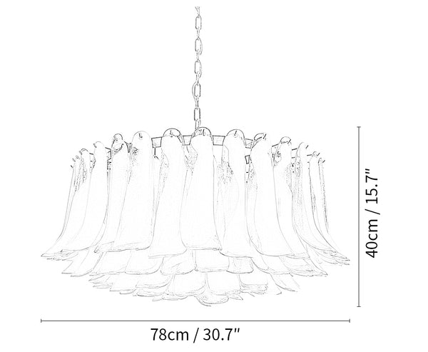 Murano Pink Glass Petal Chandelier