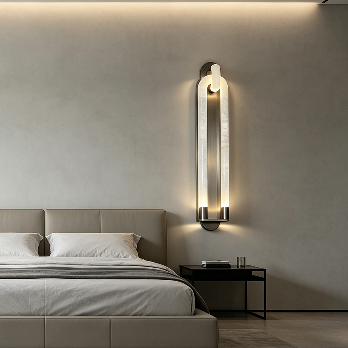 Casailighting Astria II Alabaster Wall Sconce | Brushed Stainless Steel & Natural Stone