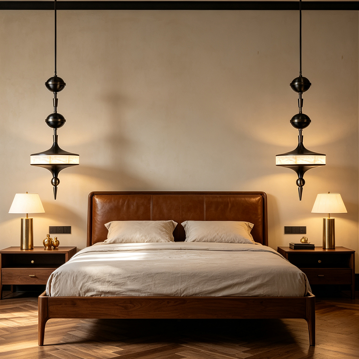 Casailighting Sculptural Top Alabaster & Brass Pendant Light