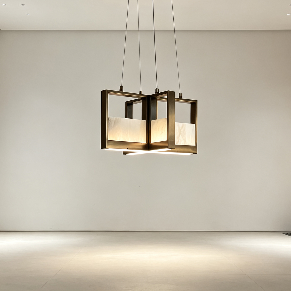 Casailighting  Dual Cube Alabaster & Brass Chandelier
