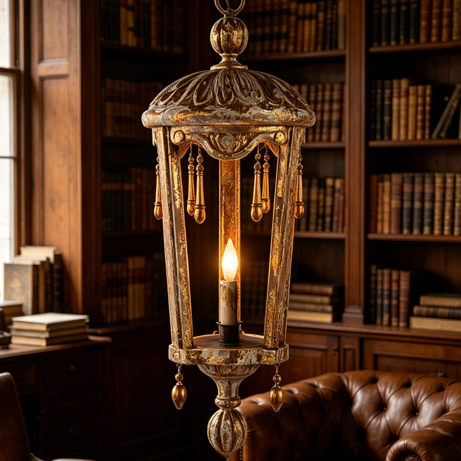 French Woodcarving Lantern Pendant Lamp