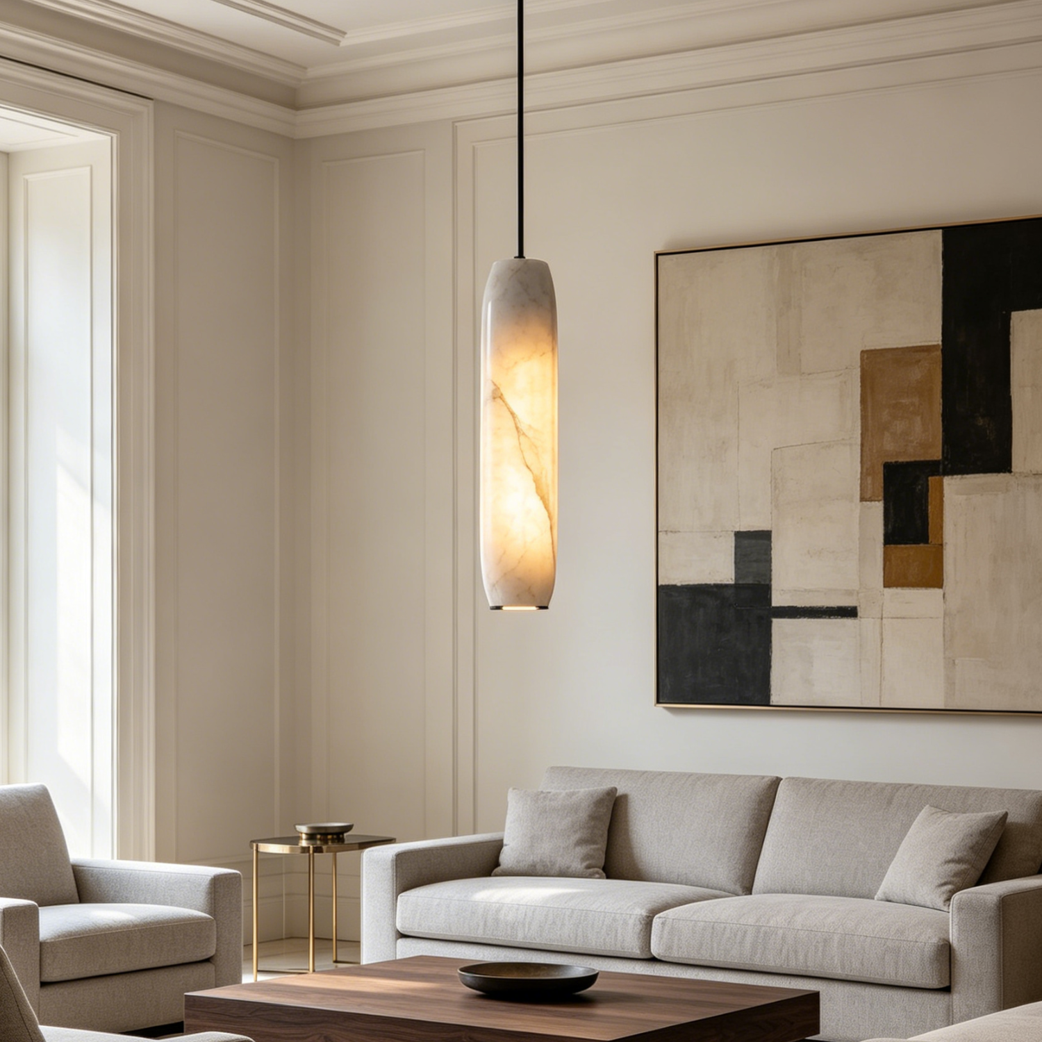 Alabaster Flute Pendant Light