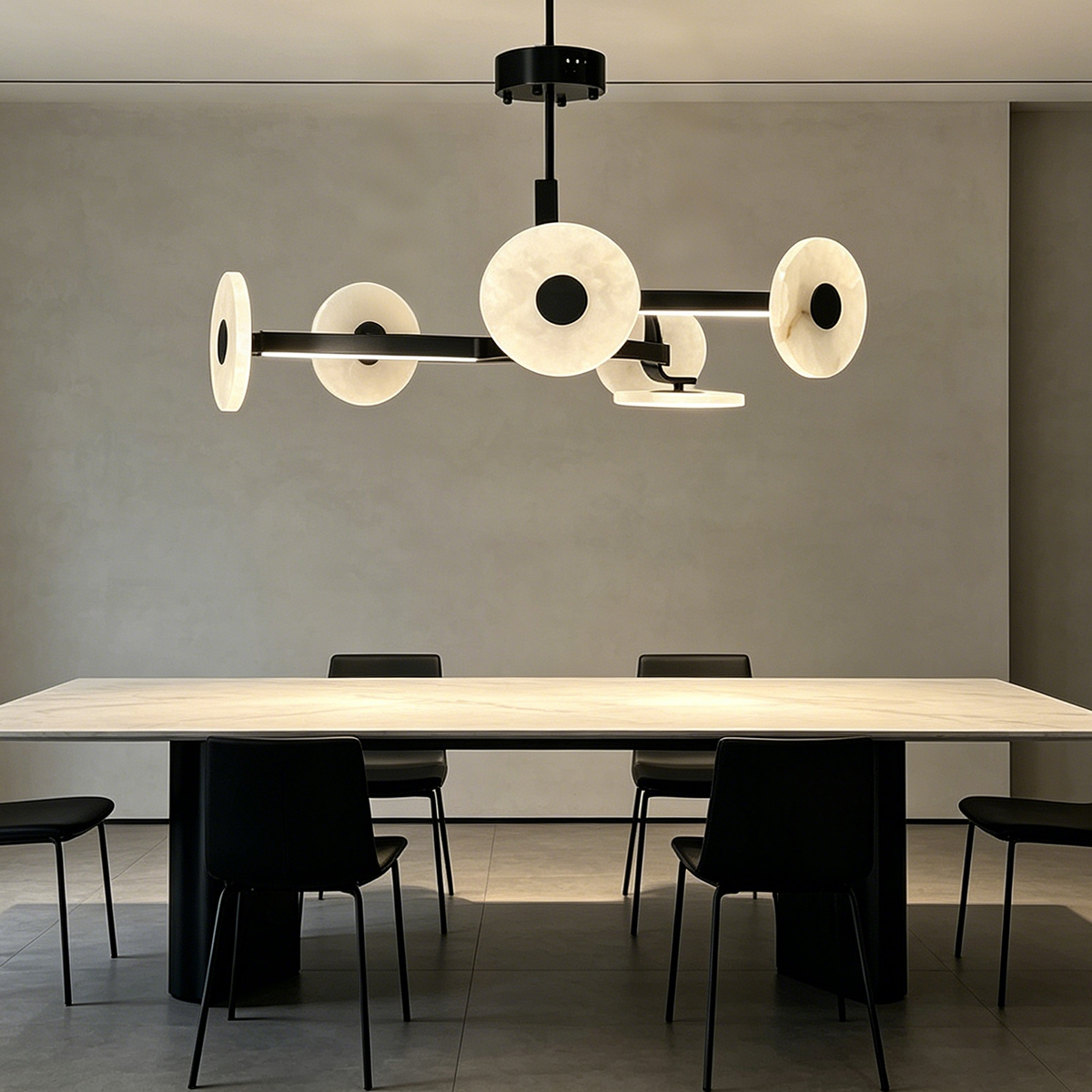 Casailighting Modern Linear Alabaster & Brass Chandelier