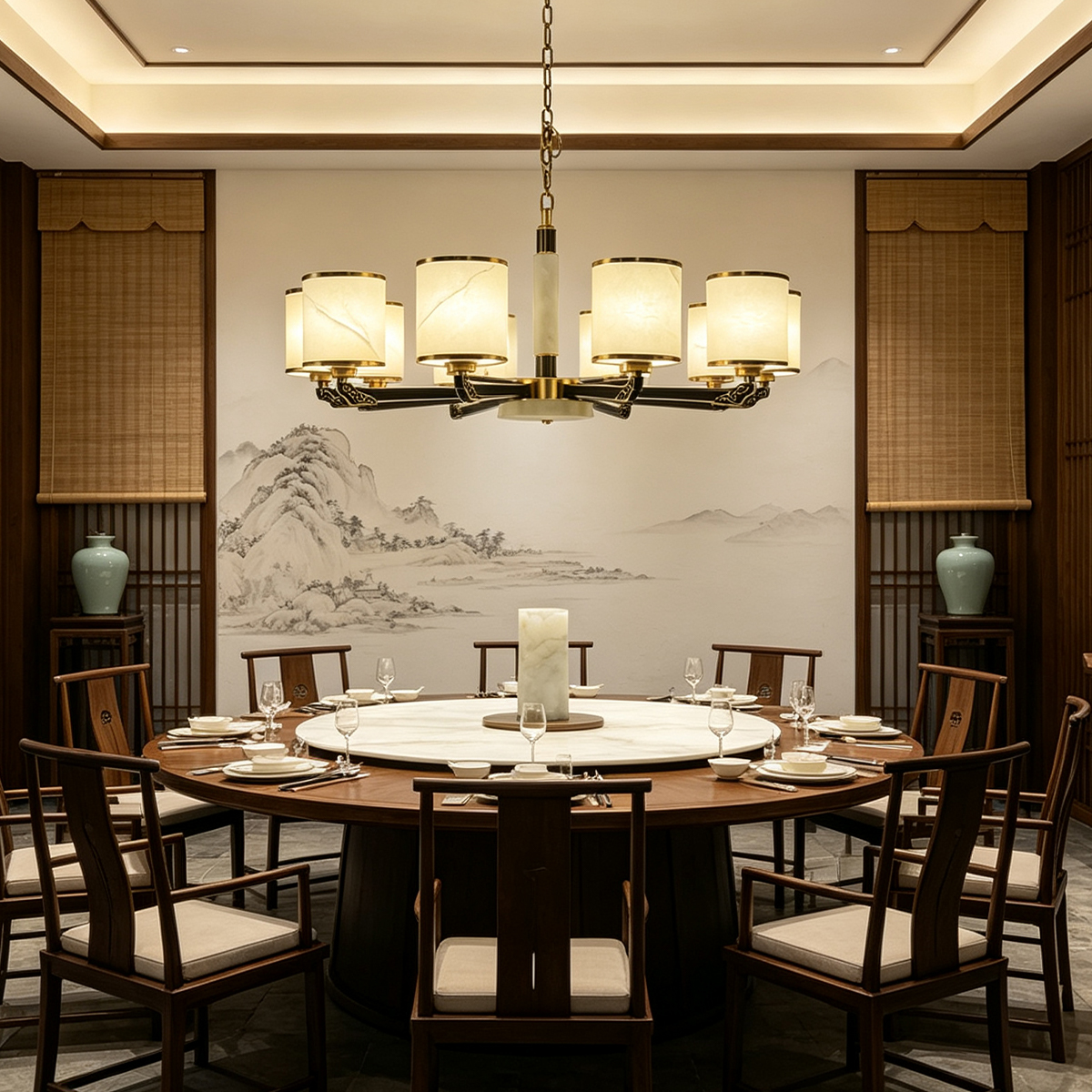 Casailighting Traditional Multi-Light Alabaster & Brass Chandelier