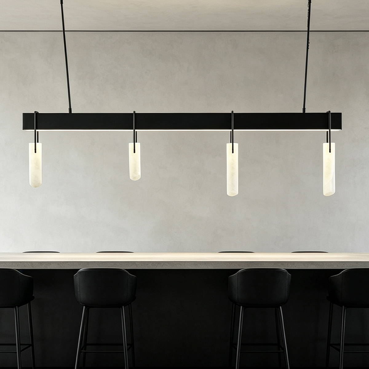 Casailighting Linear Alabaster & Blackened Brass Chandelier