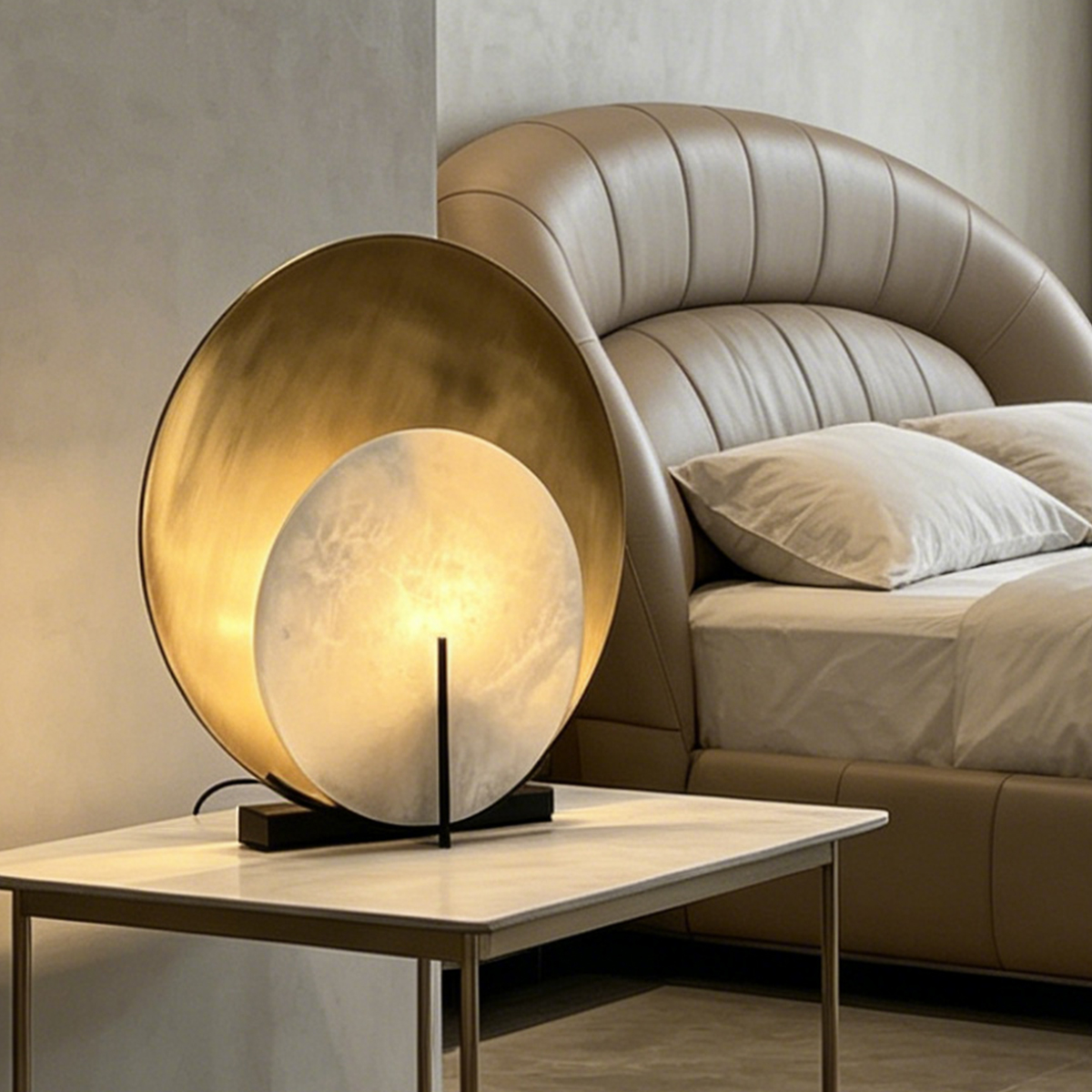 Casailighting Orbital Alabaster Table Lamp | Black & Brass Organic Sculpture