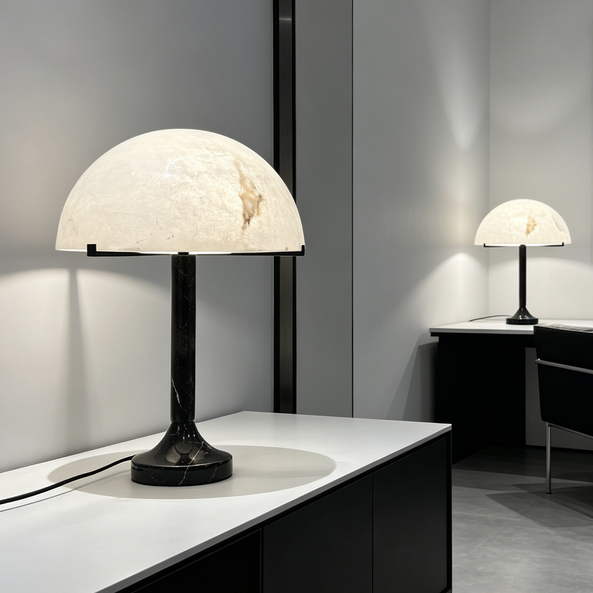 Casailighting Emerie Alabaster Table Lamp | Brass Base & Natural Stone