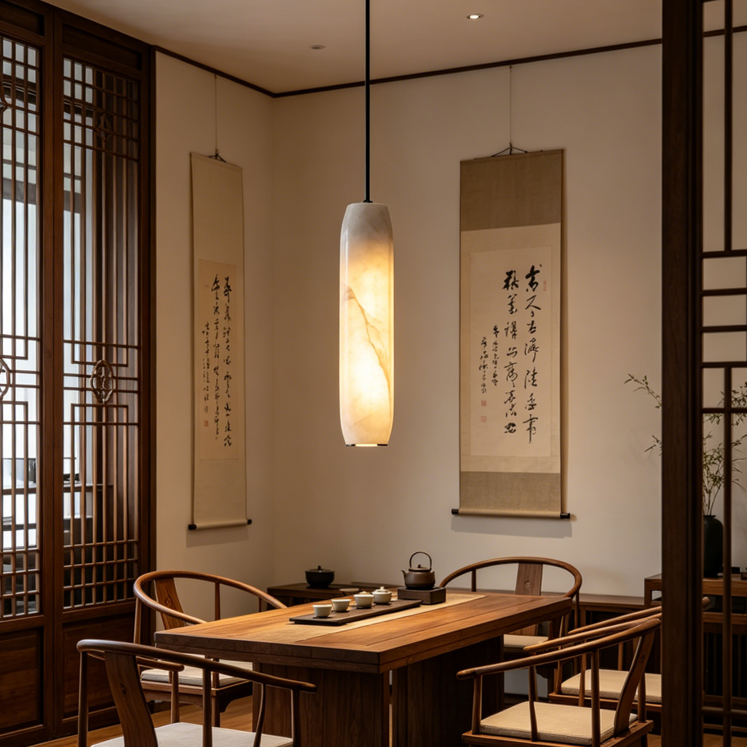 Alabaster Flute Pendant Light