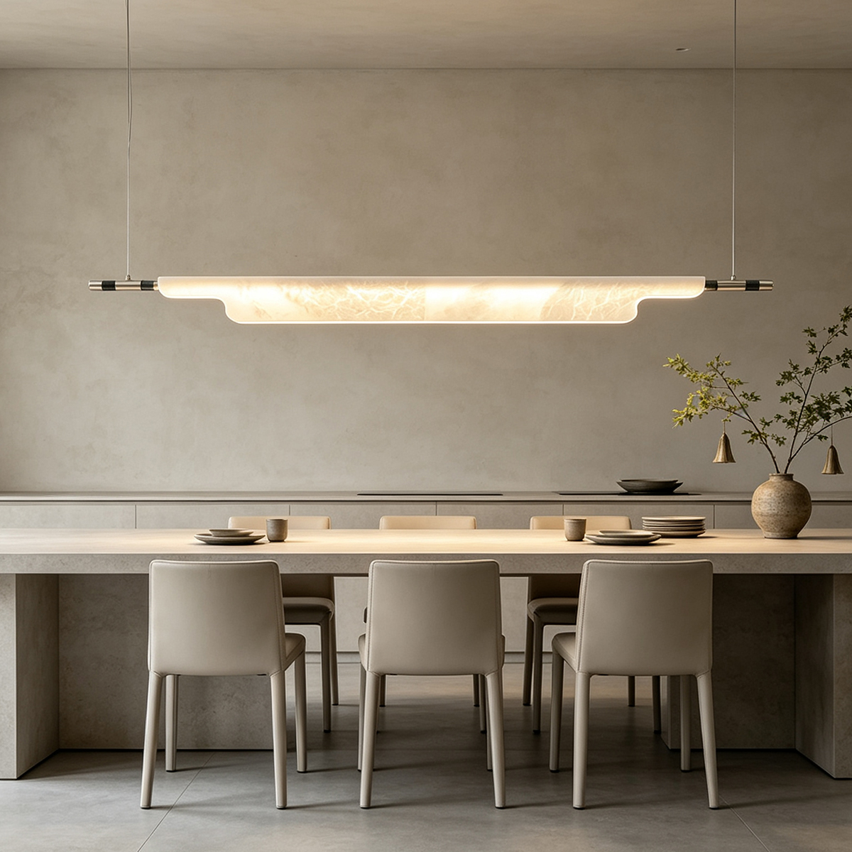 Casailighting Linear Alabaster & Brass Pendant Light