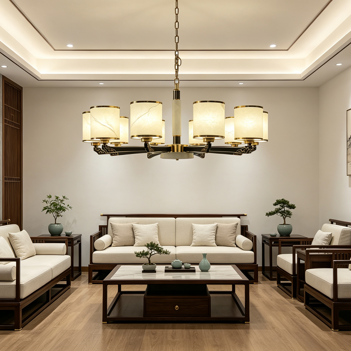 Casailighting Traditional Multi-Light Alabaster & Brass Chandelier