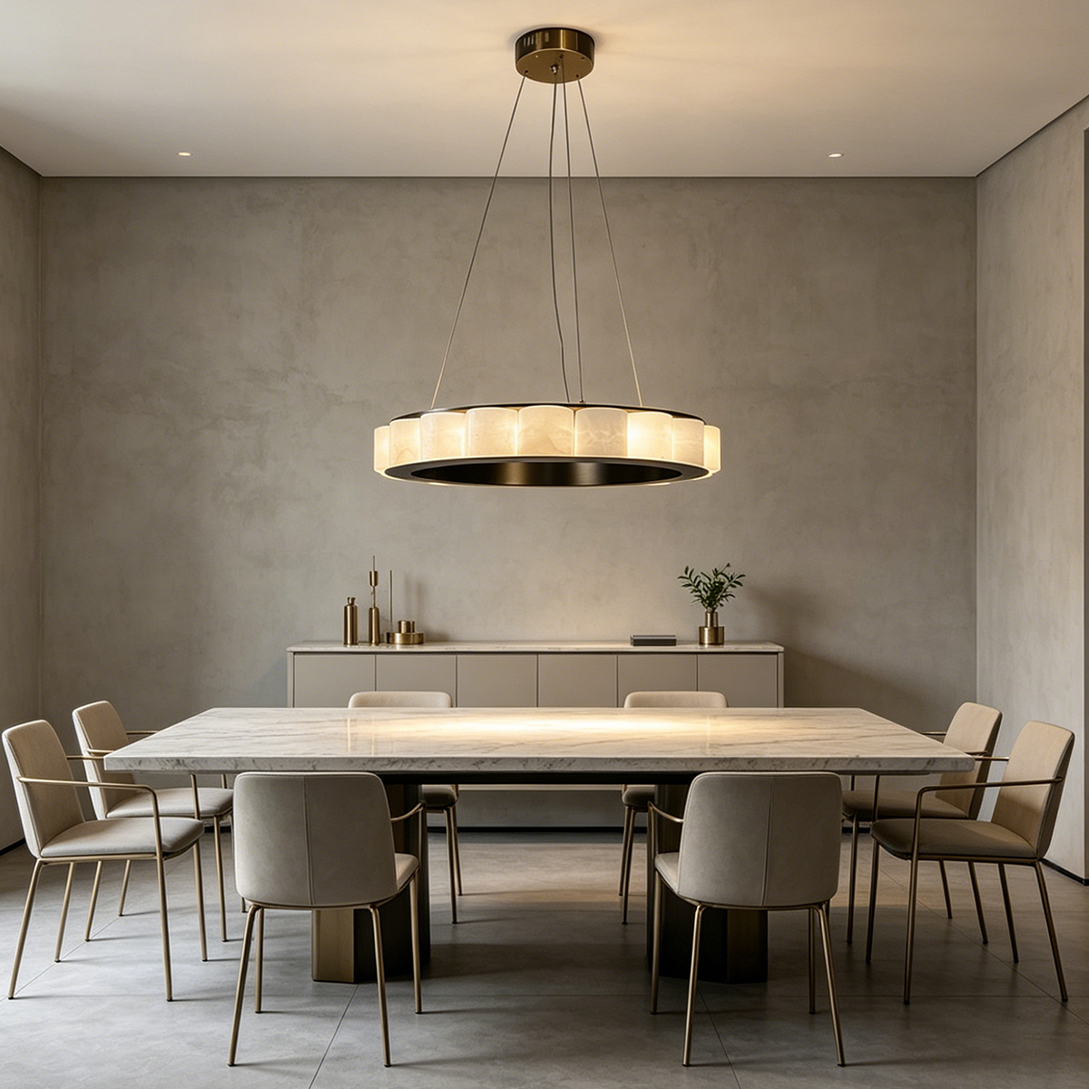 Casailighting Circular Alabaster & Brass LED Chandelier