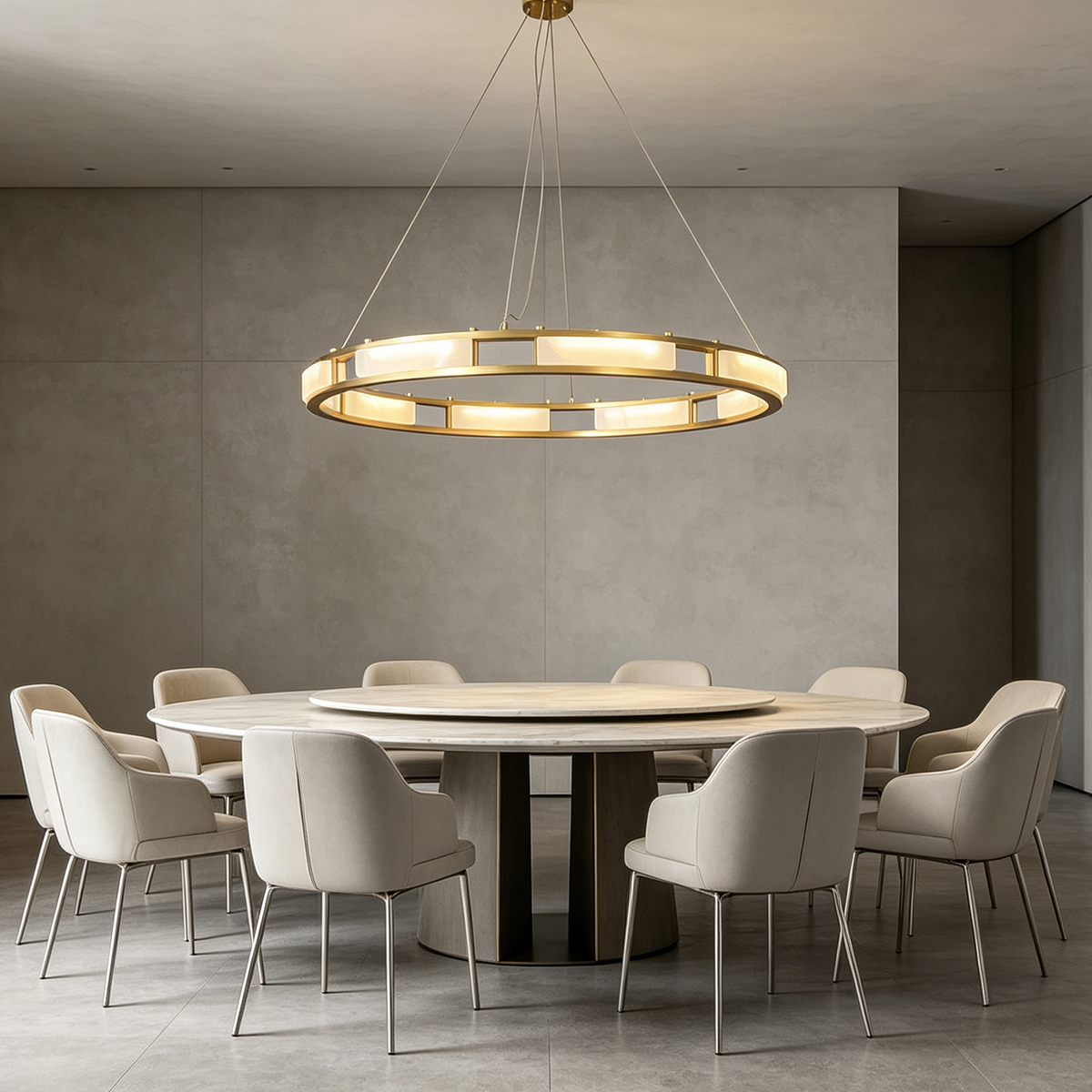 Casailighting Circular Alabaster & Polished Brass Chandelier