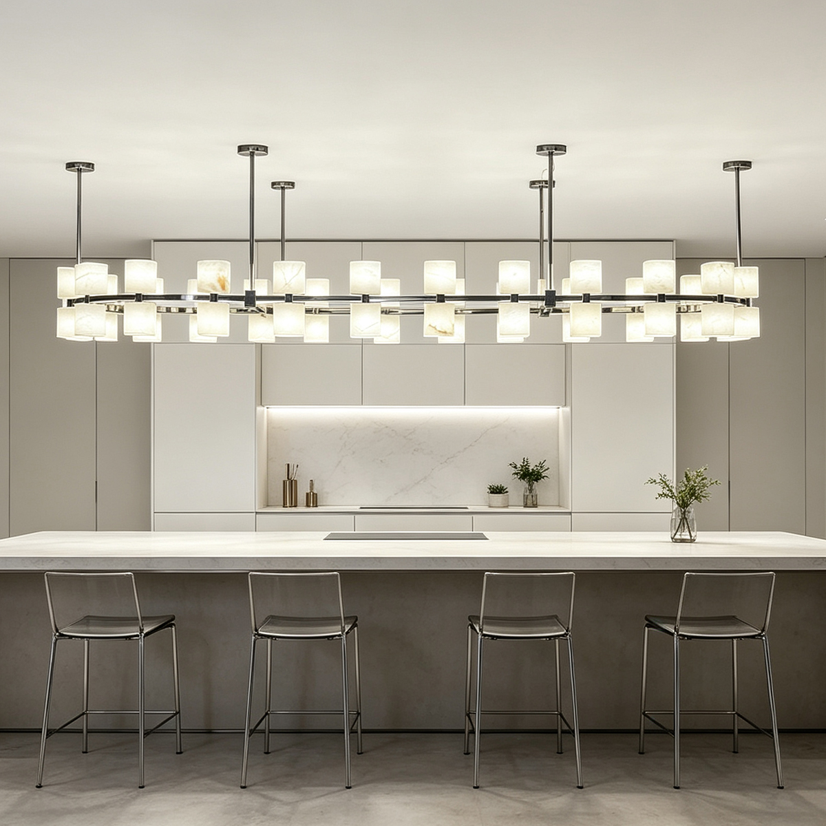 Casailighting Oval Alabaster & Brass Chandelier 