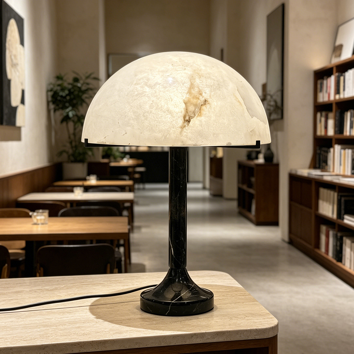 Casailighting Emerie Alabaster Table Lamp | Brass Base & Natural Stone