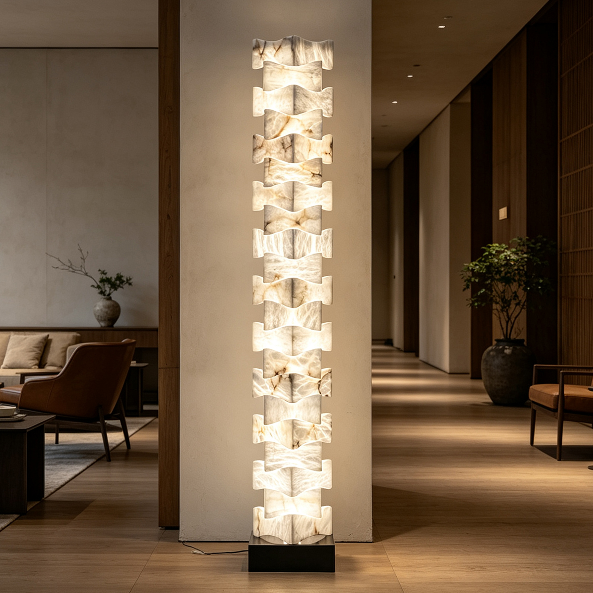 Casailighting Handcrafted Layered Alabaster Floor Lamp