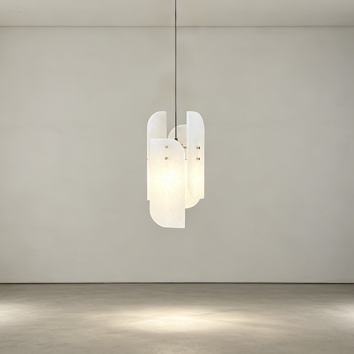 Casailighting “Layered Veil” Alabaster & Brass Pendant Light