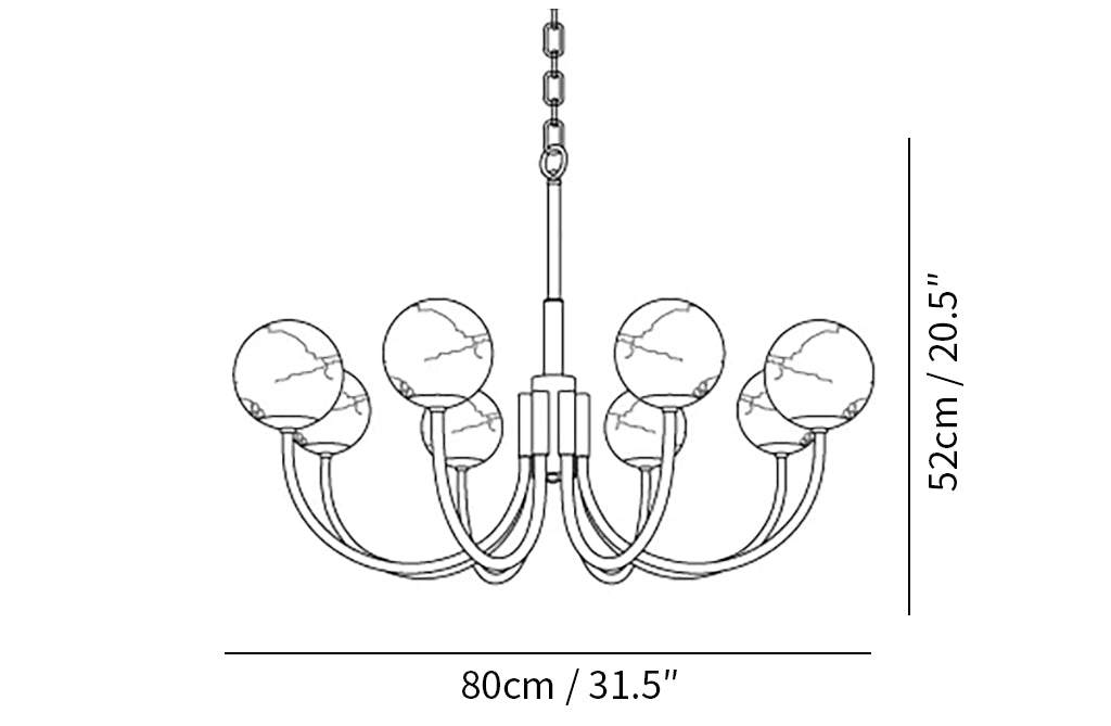 Alabaster Modern Brass Chandelier